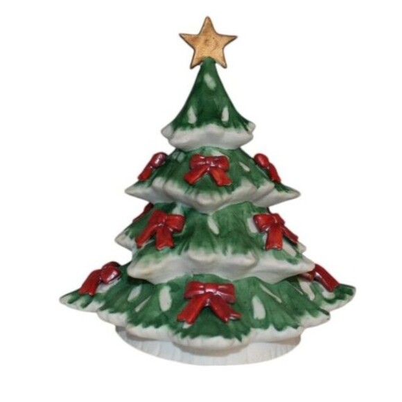 Vintage Ron Gordon Designs Christmas Tree With Red Bows 7 1/2 In Tall - Picture 3 of 7